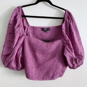 Eloquii size 28 purple puff sleeve top